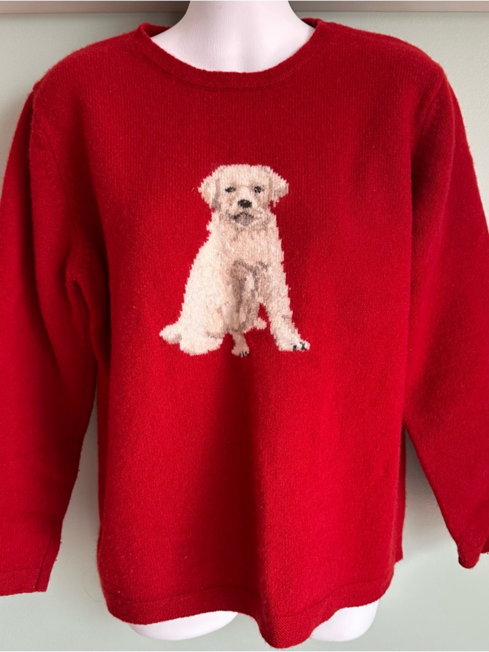Orvis Red Sweater with Cream Dog Motif Women’s Size Large